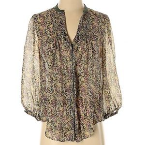 Anthropologie Fei multicolor silk button up blouse